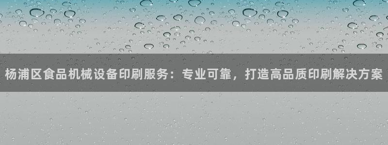 金年会手机网页版下载：杨浦区食品机械设备印刷服务：专业可靠，打造高品质印刷解决方案