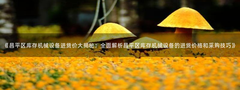 金年会体育平台官网下载：《昌平区库存机械设备进货价大揭秘：全面解析昌平区库存机械设备的进货价格和采购技巧》
