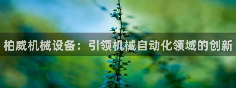金年会体育在线登陆入口：柏威机械设备：引领机械自动化领域的创新