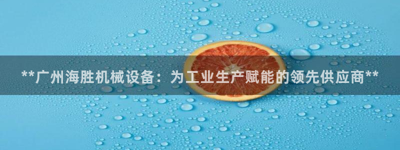 金年会官方在线登录网址是多少啊：**广州海胜机械设备：为工业生产赋能的领先供应商**